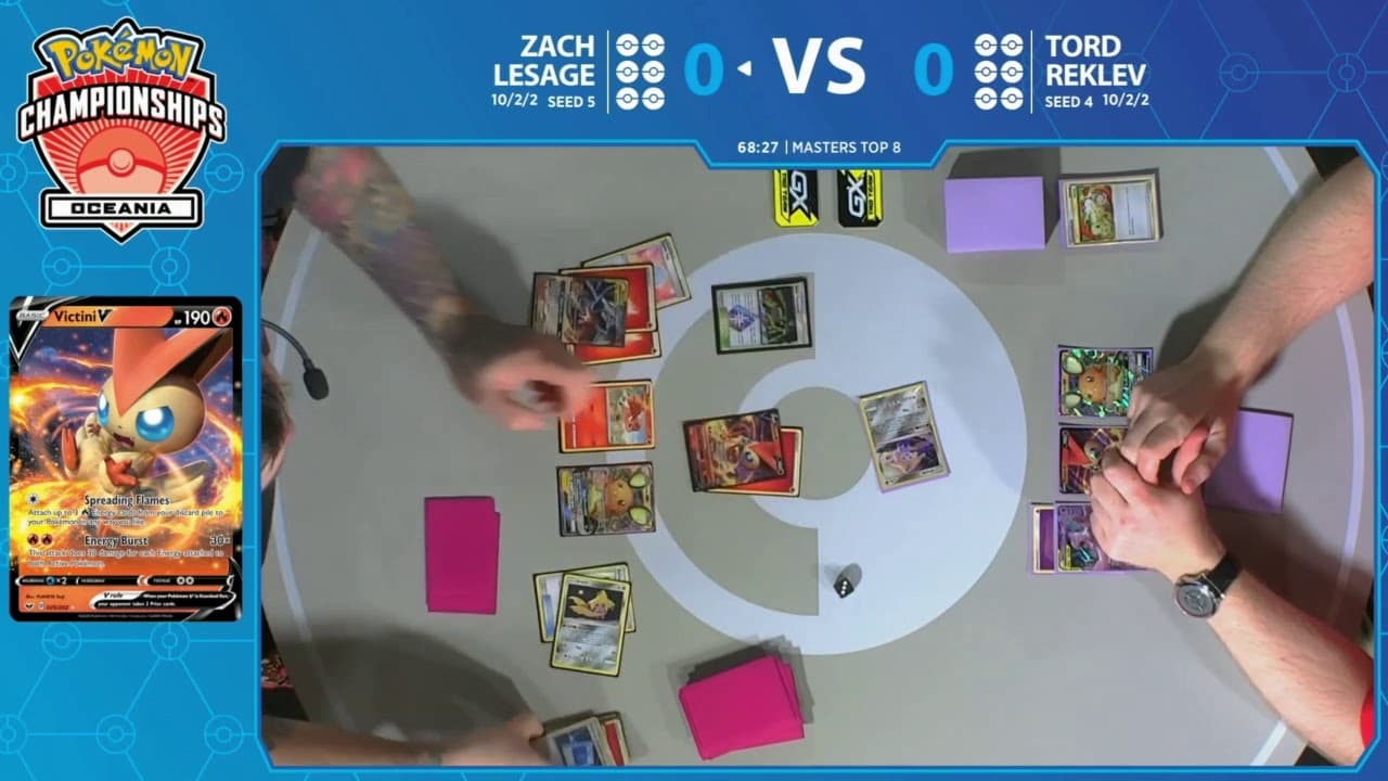 Clean match-start frame for Tord Reklev versus Zach Lesage