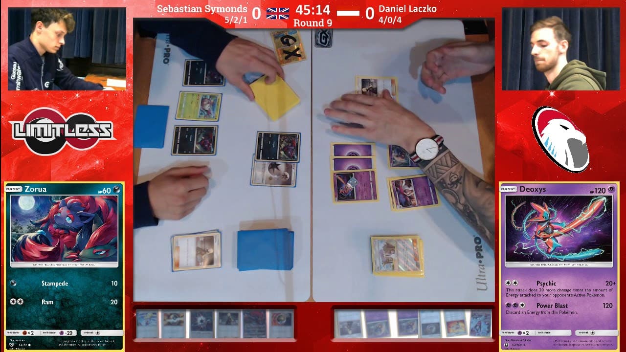 Clean match-start frame for Seb Symonds versus Daniel Laczko