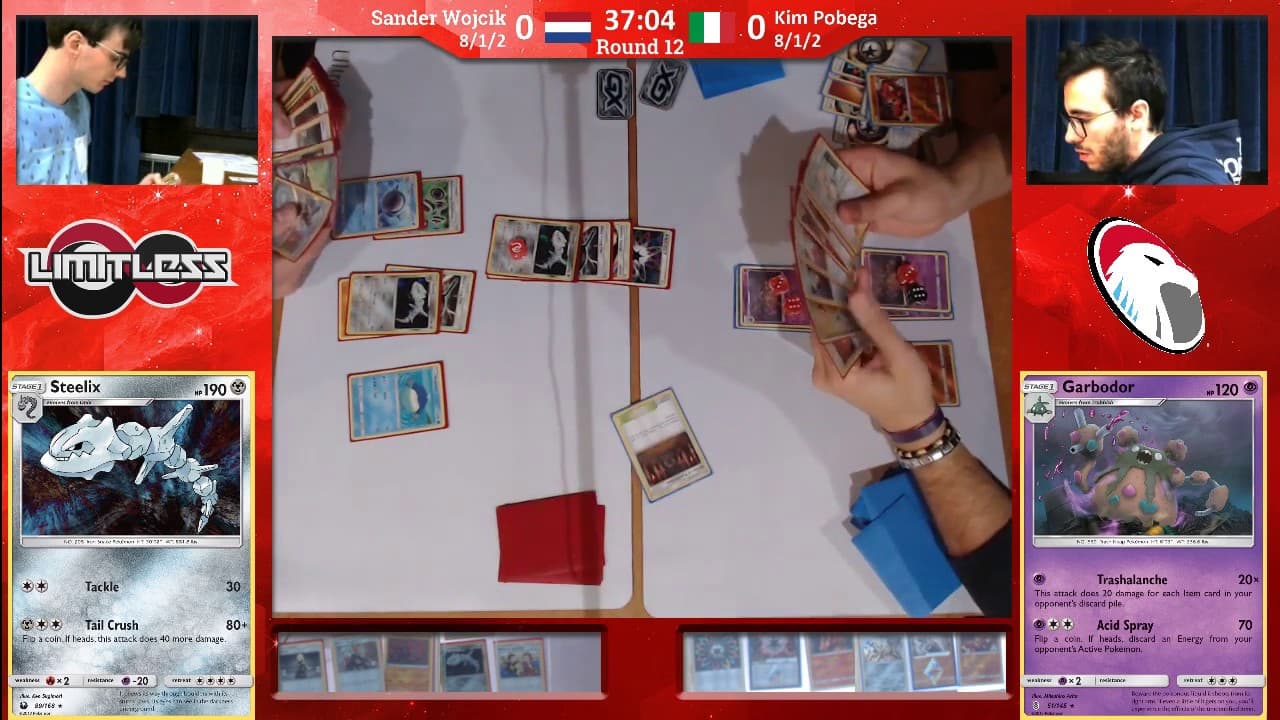 Clean match-start frame for Sander Wojcik versus Kim Pobega