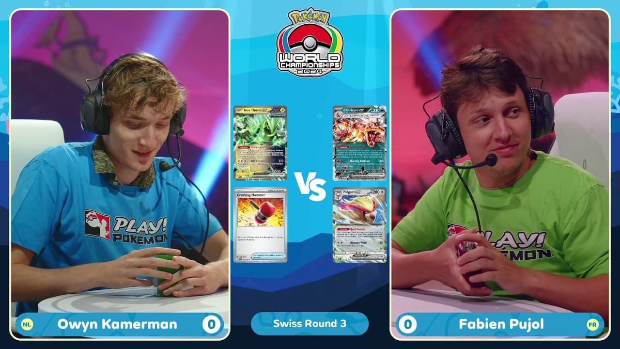 Clean match-start frame for Fabien Pujol versus Owyn Kamerman
