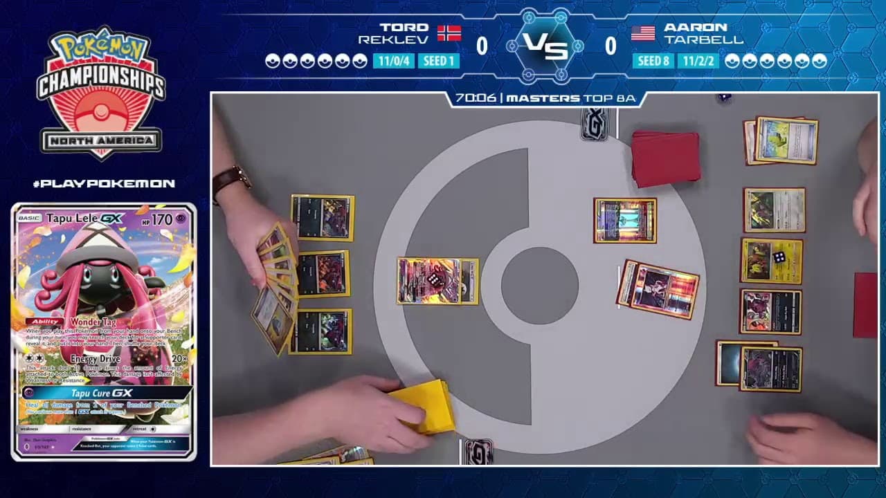 Clean match-start frame for Tord Reklev versus Aaron Tarbell