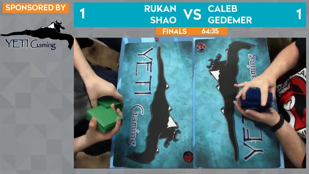 Clean match-start frame for Caleb Gedemer versus Rukan Shao
