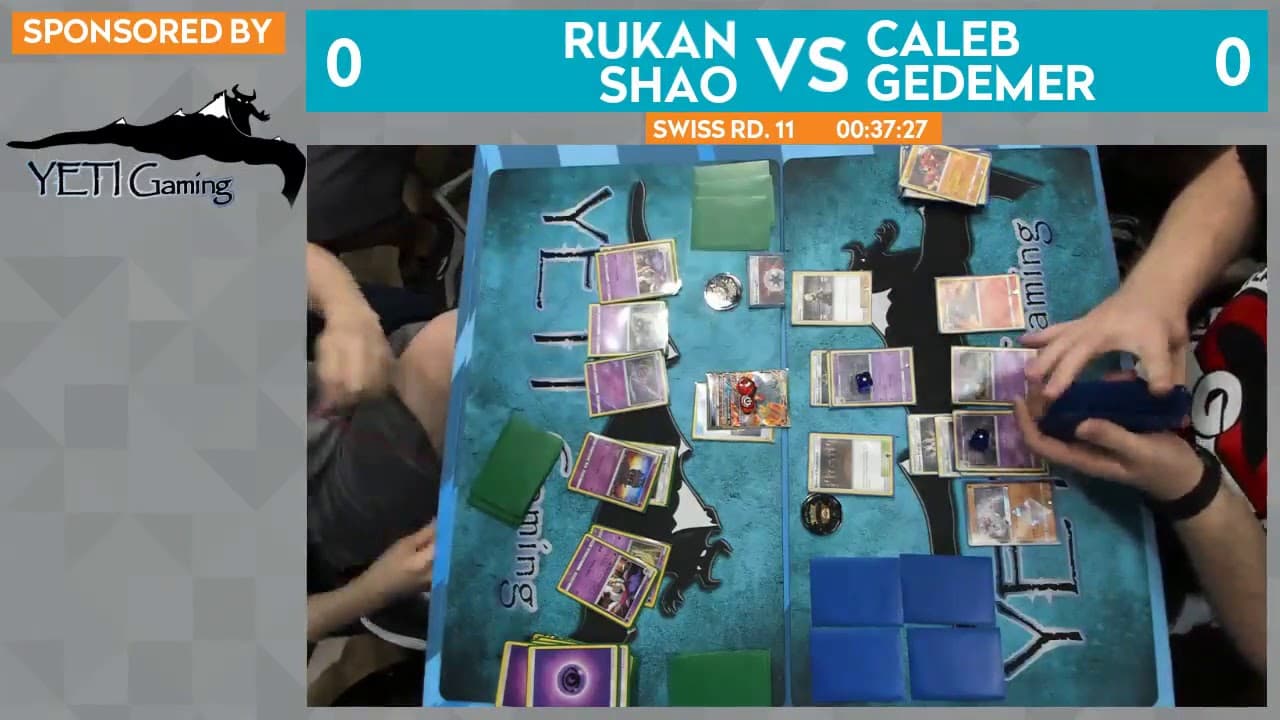 Clean match-start frame for Rukan Shao versus Caleb Gedemer