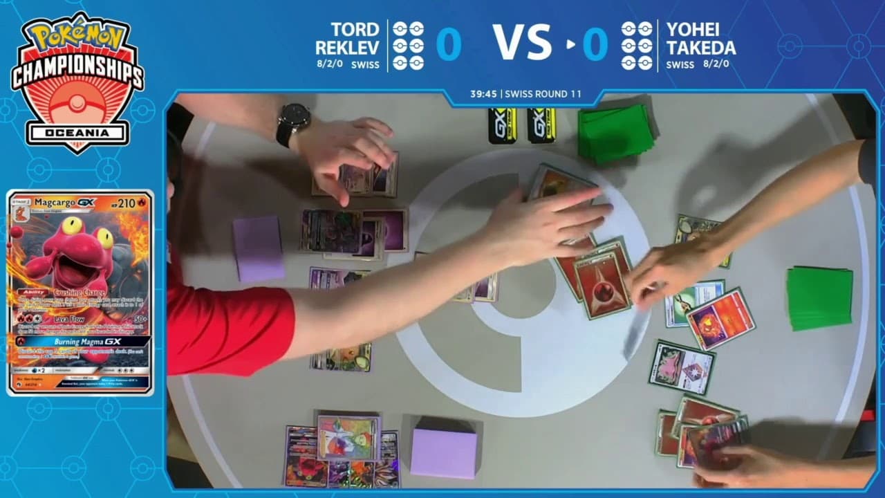 Clean match-start frame for Tord Reklev versus Yohei Takeda
