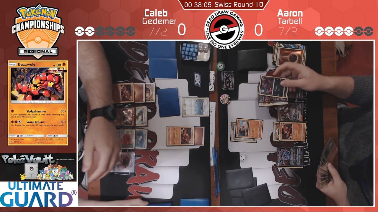 Clean match-start frame for Caleb Gedemer versus Aaron Tarbell