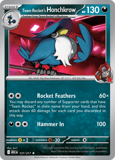 Team Rocket's Honchkrow, representing Rocket's Honchkrow