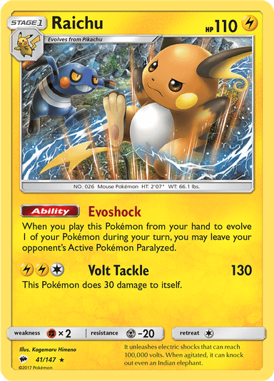 Raichu, representing Shock Lock