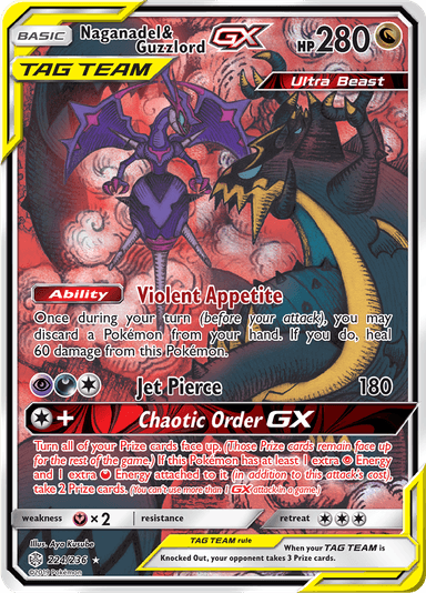 Naganadel & Guzzlord-GX, representing Naganadel & Guzzlord