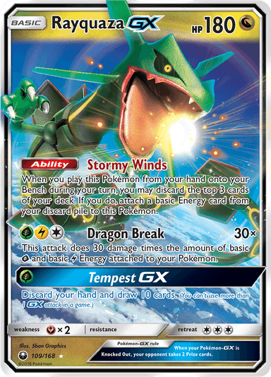 Rayquaza-GX, representing Rayquaza