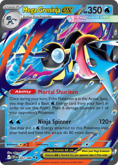 Mega Greninja ex, representing Mega Greninja