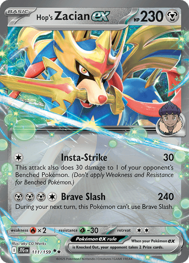 Hop's Zacian ex, representing Hop's Zacian ex