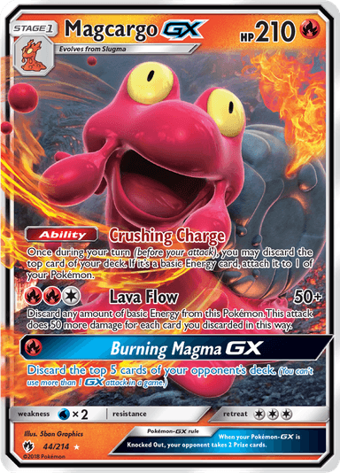 Magcargo-GX, representing Magcargo