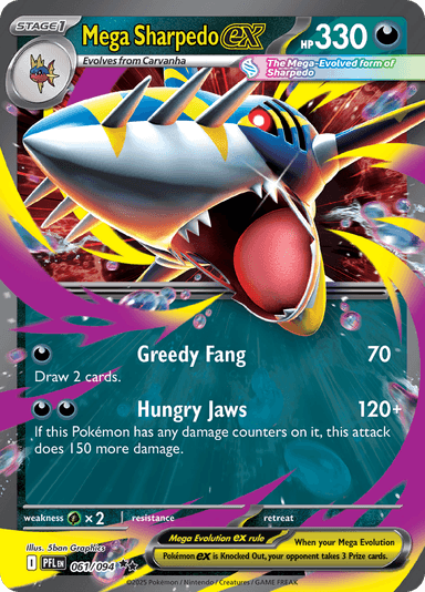 Mega Sharpedo ex, representing Mega Sharpedo