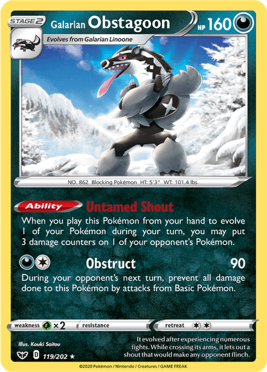 Galarian Obstagoon, representing Obstagoon