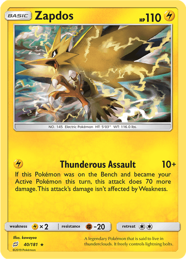 Zapdos, representing Zapdos