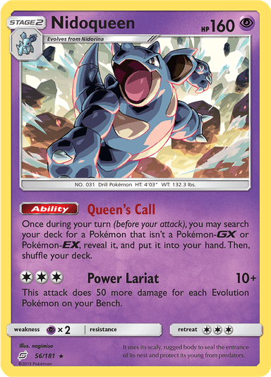 Nidoqueen, representing Nidoqueen