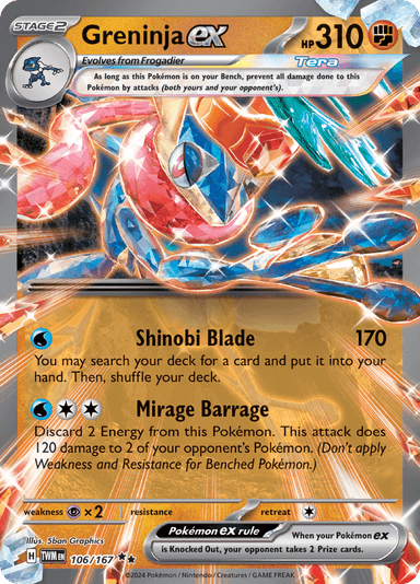Greninja ex, representing Greninja ex (TWM)