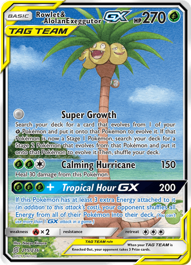 Rowlet & Alolan Exeggutor-GX, representing Rowlet & Alolan Exeggutor