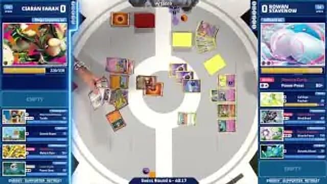 Clean match-start frame for Ciaran Farah versus Rowan Stavenow