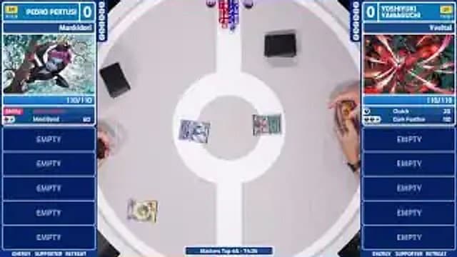 Clean match-start frame for Pedro Pertusi versus Yoshiyuki Yamaguchi
