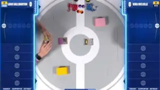 Clean match-start frame for Liam Halliburton versus Kira Melville