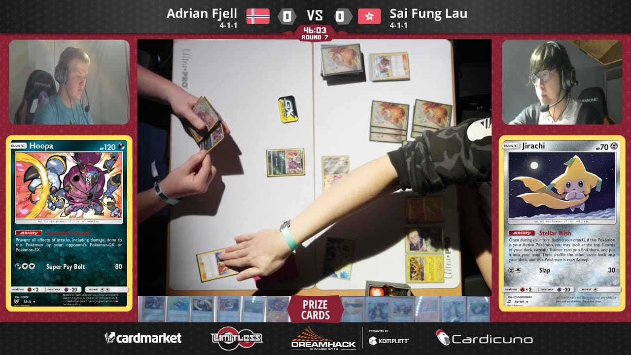 Clean match-start frame for Adrian Fjell versus Sai Fung Lau