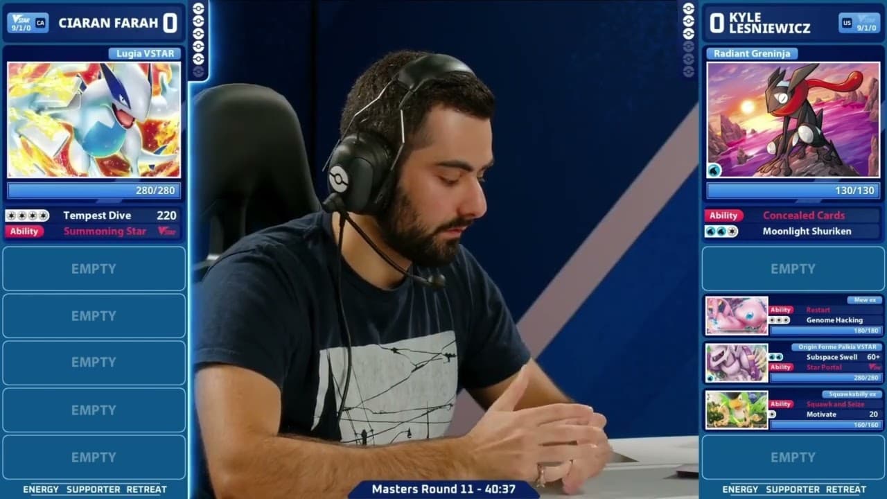 Clean match-start frame for Ciaran Farah versus Kyle Lesniewicz