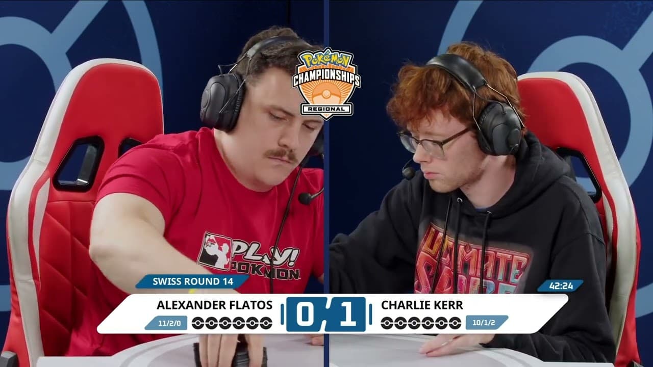Clean match-start frame for Alexander Flatos versus Charlie Kerr