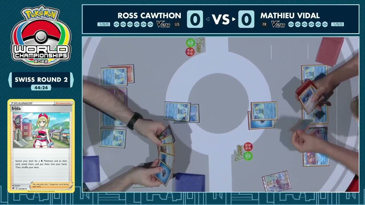 Clean match-start frame for Ross Cawthon versus Mathieu Vidal