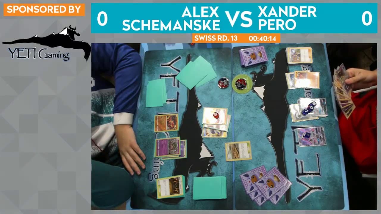 Clean match-start frame for Alex Schemanske versus Xander Pero