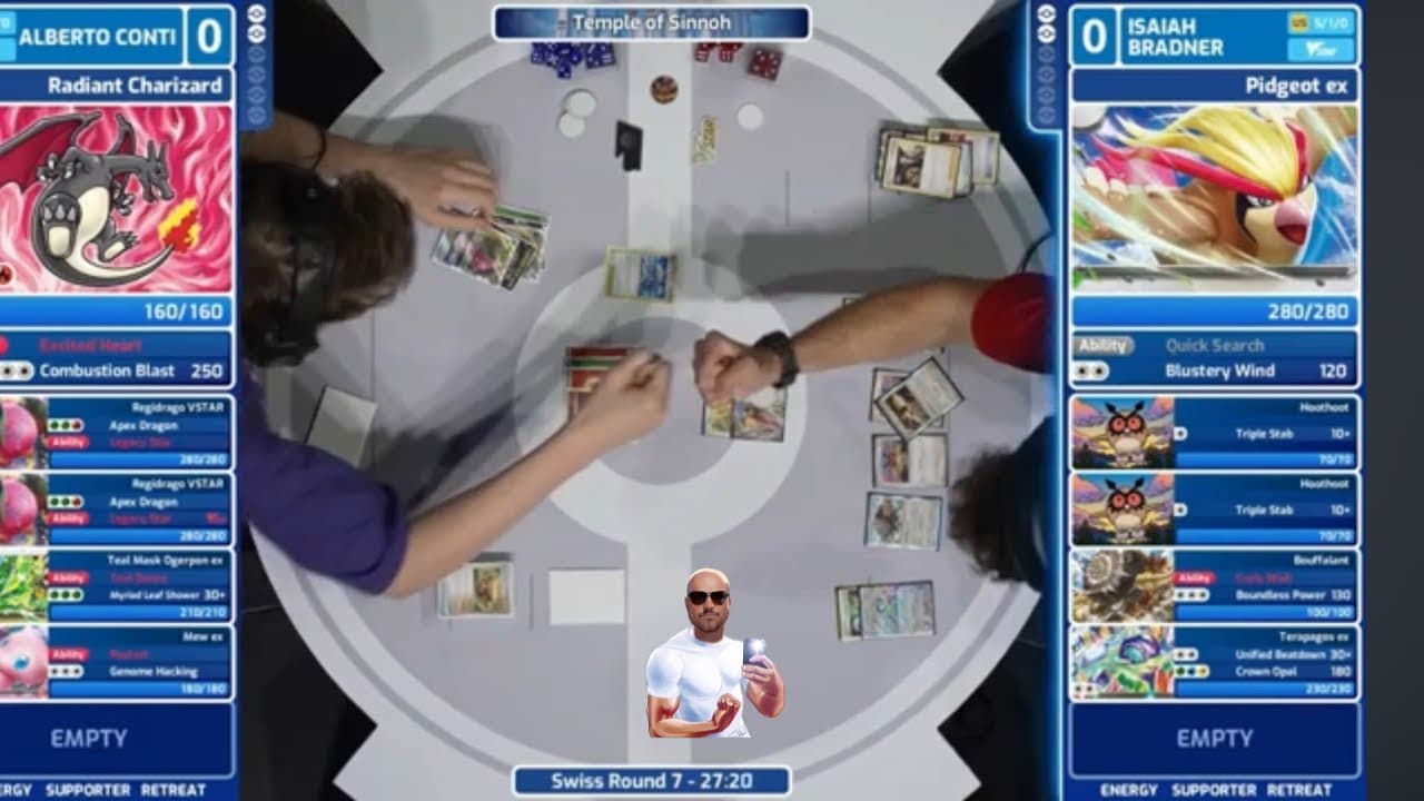 Clean match-start frame for Alberto Conti versus Isaiah Bradner