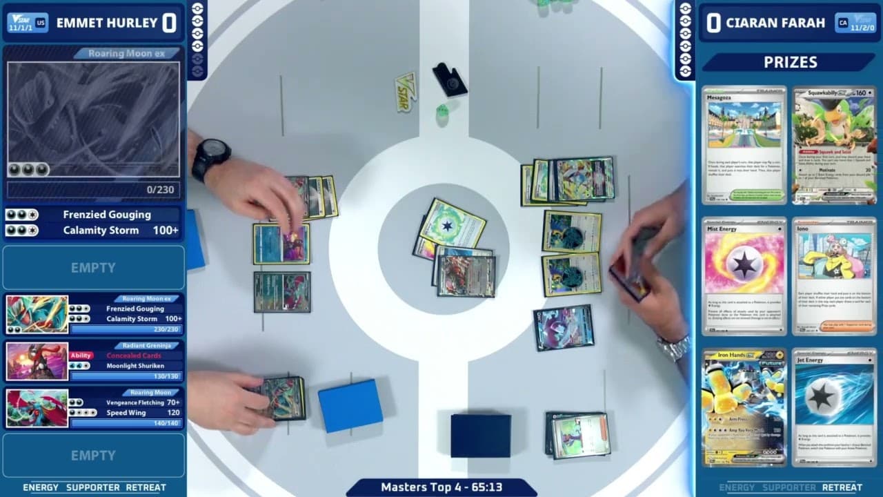 Clean match-start frame for Emmet Hurley versus Ciaran Farah