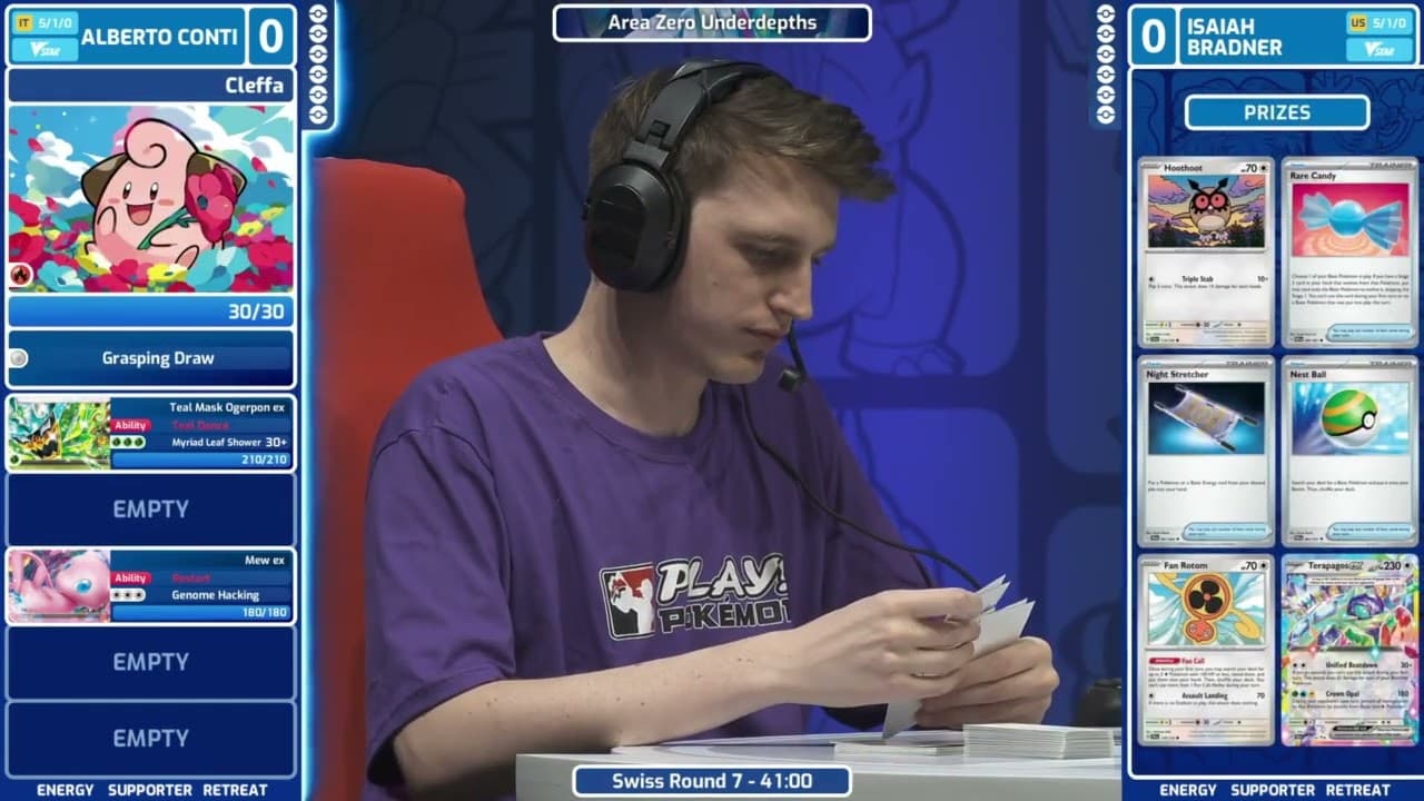 Clean match-start frame for Alberto Conti versus Isaiah Bradner