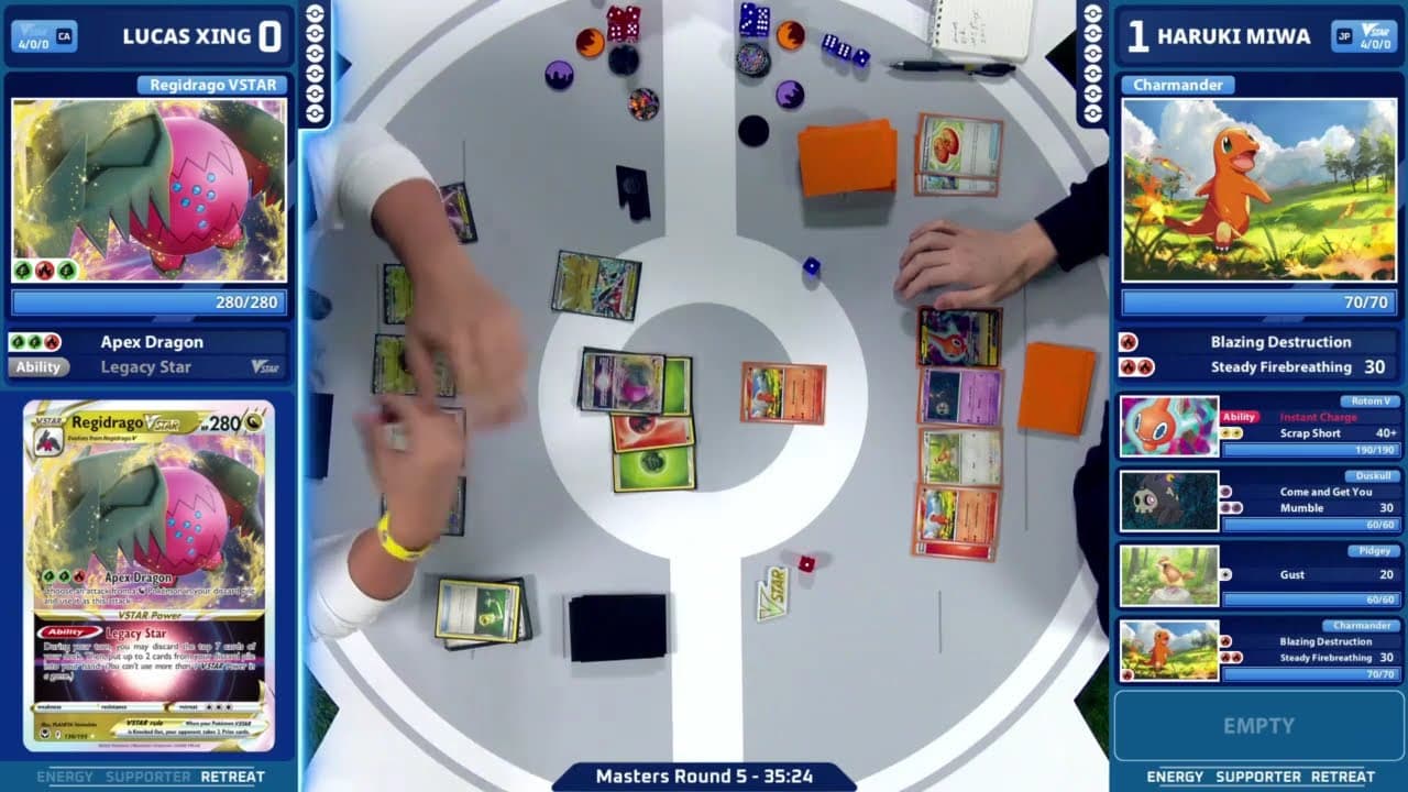 Clean match-start frame for Lucas Xing versus Haruki Miwa