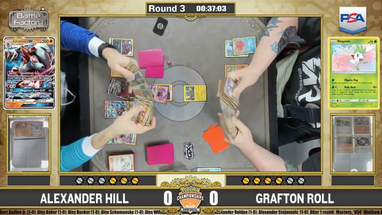 Clean match-start frame for Alex Hill versus Grafton Roll