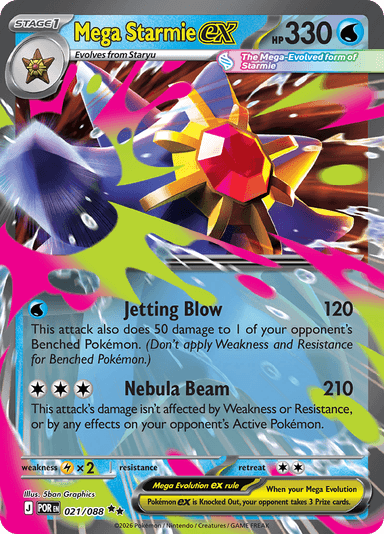 Mega Starmie ex, representing Mega Starmie